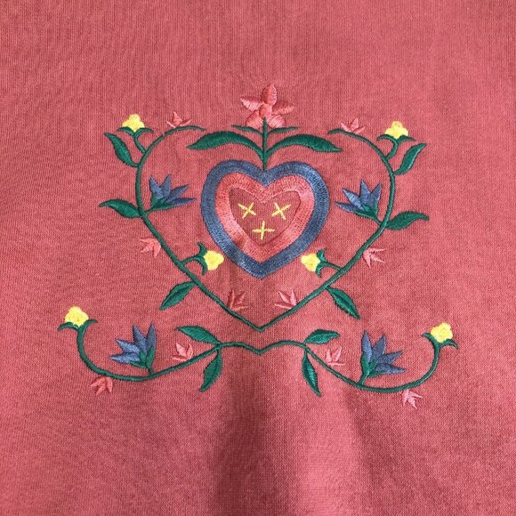 Vintage Active Exchange Size Medium Pink Embroidered LS‎ Sweater Shoulder Pads - Picture 2 of 9
